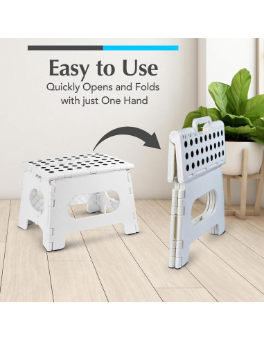 Taburete Plegable Blanco Handy Laundry - 22.86 cm - Resistente 136 kg