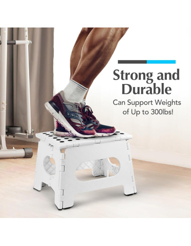 Taburete Plegable Blanco Handy Laundry - 22.86 cm - Resistente 136 kg