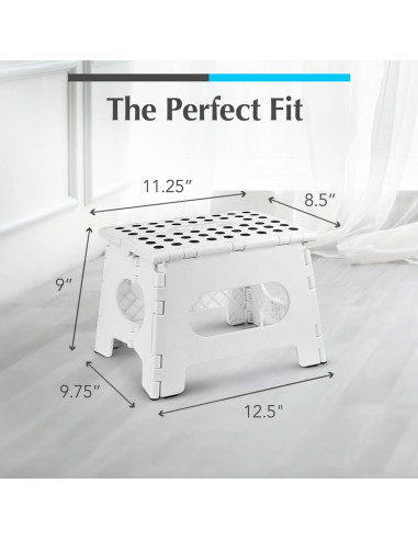 Taburete Plegable Blanco Handy Laundry - 22.86 cm - Resistente 136 kg