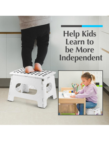 Taburete Plegable Blanco Handy Laundry - 22.86 cm - Resistente 136 kg