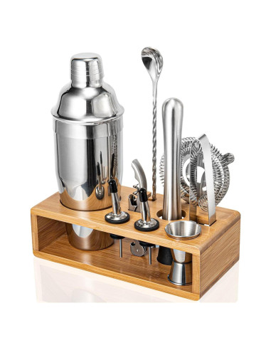 Juego de Shaker de Cócteles Semderm 10 Piezas con Soporte de Bambú