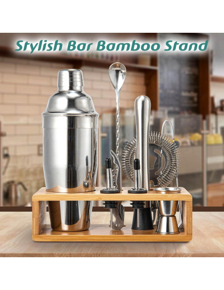 Juego de Shaker de Cócteles Semderm 10 Piezas con Soporte de Bambú
