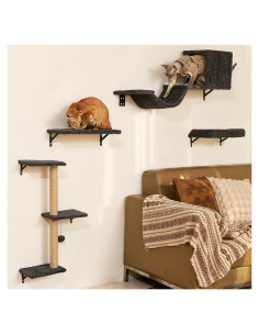 Estantes de Pared para Gatos FUKUMARU 4 en 1 Gris - Madera