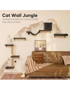 Estantes de Pared para Gatos FUKUMARU 4 en 1 Gris - Madera 2