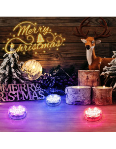 Luces LED sumergibles Qoolife RGB con control remoto - Paquete de 4 2