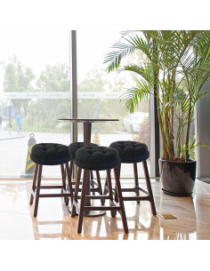 Cojín de Asiento Redondo BUYUE 33 cm Negro Jacquard Antideslizante 2