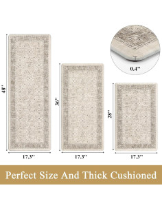 Juego de 3 Alfombrillas Antifatiga Pauwer Caqui 43.9x71.1cm 2