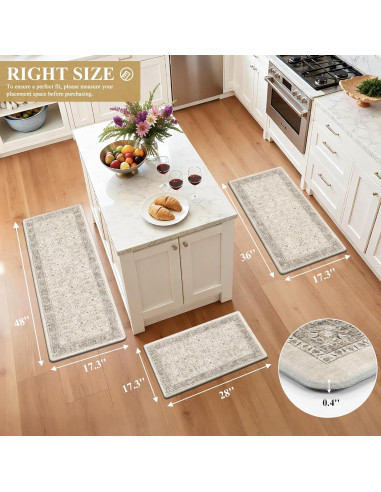 Juego de 3 Alfombrillas Antifatiga Pauwer Caqui 43.9x71.1cm