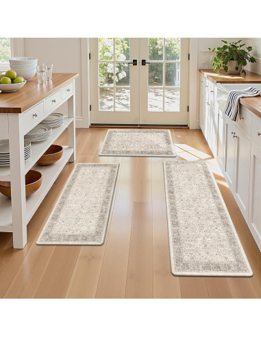 Juego de 3 Alfombrillas Antifatiga Pauwer Caqui 43.9x71.1cm