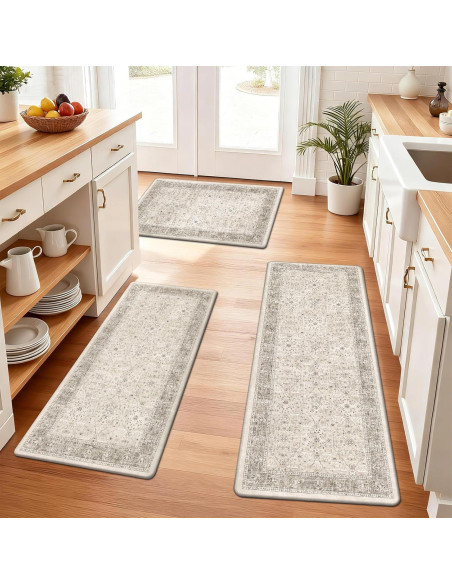 Juego de 3 Alfombrillas Antifatiga Pauwer Caqui 43.9x71.1cm