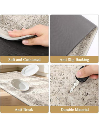 Juego de 3 Alfombrillas Antifatiga Pauwer Caqui 43.9x71.1cm