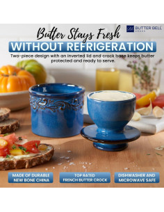 Butter Bell Crock L. Tremain Cerámica 125g Azul Denim 2