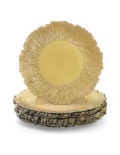 Set de 12 Platos Cargadores Dorados Coloch 33 cm Reutilizables