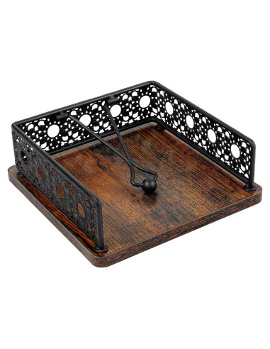 Soporte de Servilletas de Madera HALIAFANCY - Hierro Negro 20x20 cm