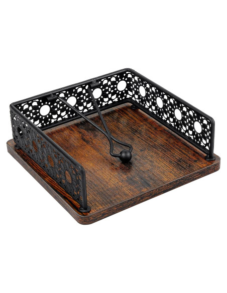 Soporte de Servilletas de Madera HALIAFANCY - Hierro Negro 20x20 cm