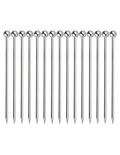 15 Palillos de Cóctel de Acero Inoxidable Reutilizables 10.9 cm
