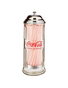 Dispensador de Pajitas de Vidrio Tablecraft CC322 con Tapa Cromada