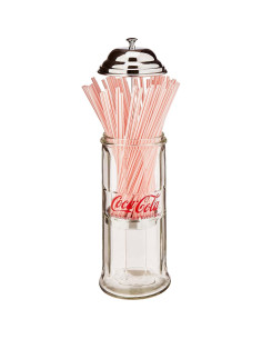 Dispensador de Pajitas de Vidrio Tablecraft CC322 con Tapa Cromada 2