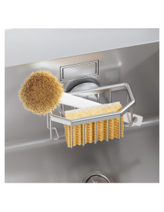 Soporte para Esponja TAILI de Aluminio Plata con Ventosa Fuerte