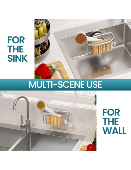 Soporte para Esponja TAILI de Aluminio Plata con Ventosa Fuerte