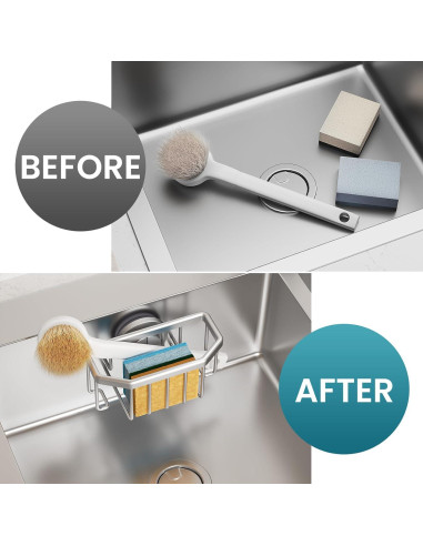 Soporte para Esponja TAILI de Aluminio Plata con Ventosa Fuerte