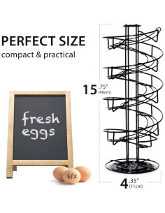 Soporte de Huevos Espiral Negro - Capacidad 36 Huevos 2