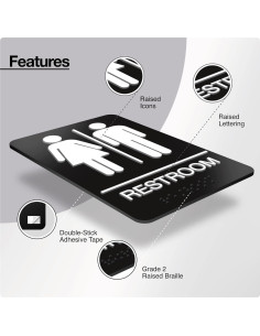 Señal de Baño Unisex Dallahasee con Braille 23x15 cm 2