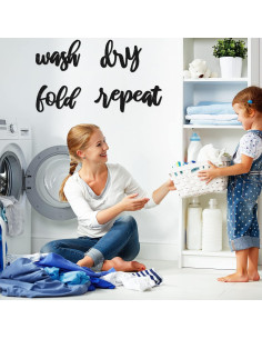 4 Letreros de Pared Vintage Hotop para Lavandería Wash Dry Fold Repeat 2
