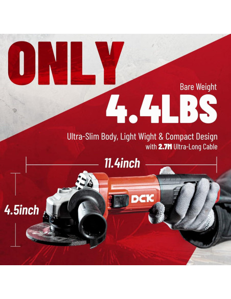 Amoladora Angular DCK KSM17-115B 1100W 4.5" 11800 RPM