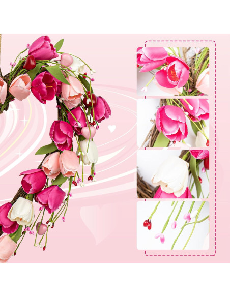 Corona de San Valentín VioletEverGarden 45.72 cm con Tulipanes