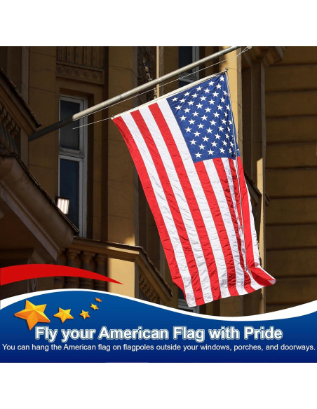 Bandera Americana de Nylon 3x5 ft (0.91x1.52 m) Hecha en EE. UU.
