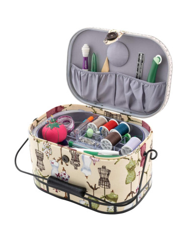 Cesta de Costura Ovalada Grande Dritz con Mango de Metal