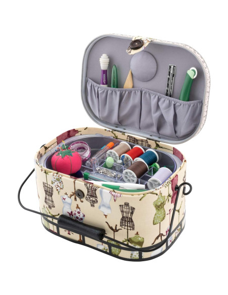 Cesta de Costura Ovalada Grande Dritz con Mango de Metal