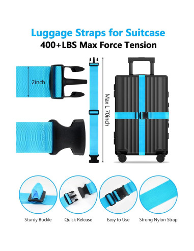 Juego de 3 Correas para Equipaje BILIONE - Ajustables 89-178 cm