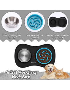 Juego de Platos para Perros MateeyLife 3 en 1 Antideslizante 2