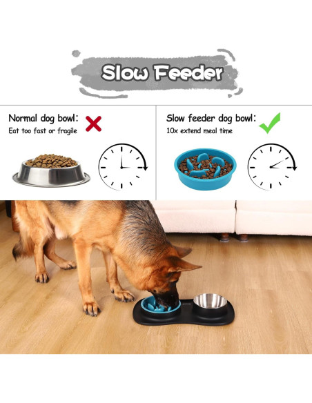 Juego de Platos para Perros MateeyLife 3 en 1 Antideslizante