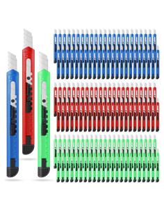 200 Cuchillos Utility Retráctiles Lasnten 9mm Plástico Colores