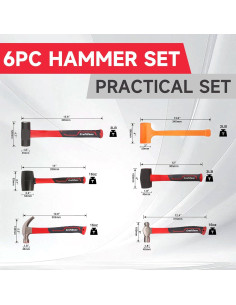 Juego de Martillos de Goma y Acero CRAFTZONE 6 Piezas 2