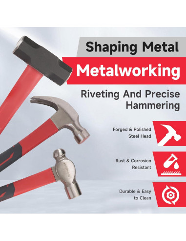 Juego de Martillos de Goma y Acero CRAFTZONE 6 Piezas