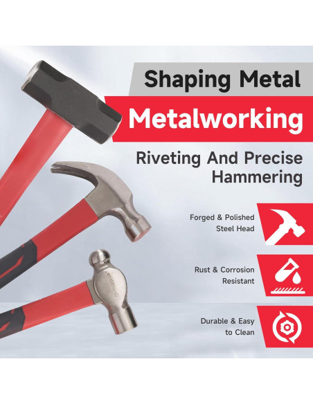 Juego de Martillos de Goma y Acero CRAFTZONE 6 Piezas