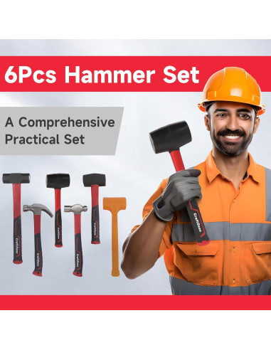Juego de Martillos de Goma y Acero CRAFTZONE 6 Piezas