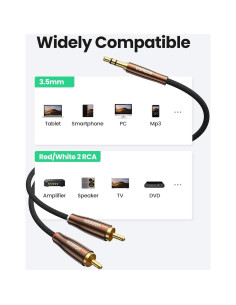 Cable de Audio Estéreo UGREEN 3.5mm a 2 RCA 1.0m Trenzado 2