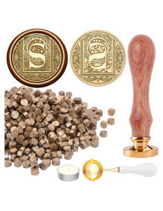Kit de Sello de Cera Inicial S STAMPMASTER con 120 Perlas Doradas