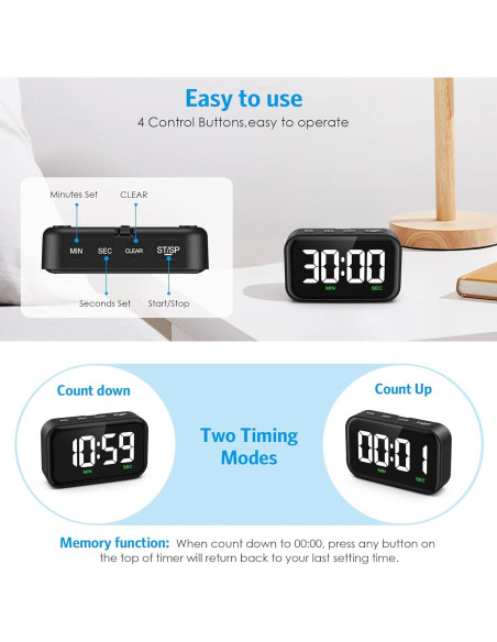 Temporizador de Cocina Digital Olipiter con Pantalla LED 3.5"