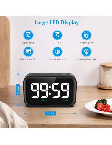 Temporizador de Cocina Digital Olipiter con Pantalla LED 3.5"