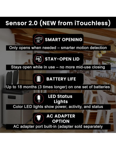 Basurero Automático iTouchless 16 Galones Doble Compartimento
