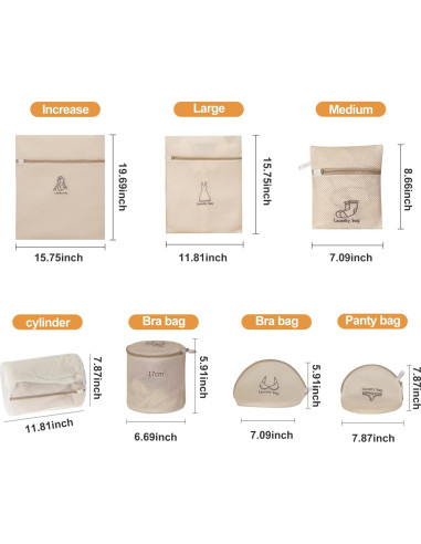 Juego de 7 Bolsas de Lavandería XHQHSZ con Cierre Automático