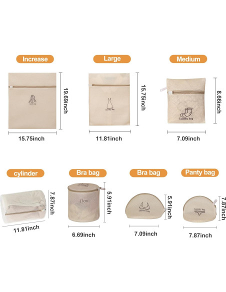 Juego de 7 Bolsas de Lavandería XHQHSZ con Cierre Automático