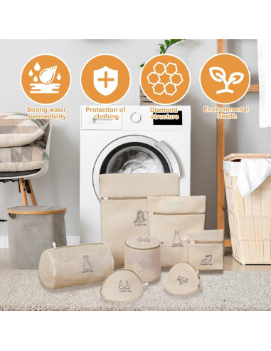 Juego de 7 Bolsas de Lavandería XHQHSZ con Cierre Automático