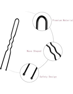 200 Pasadores de Pelo en Forma de U WSICSE 6.1 y 5.1 cm Negro 2